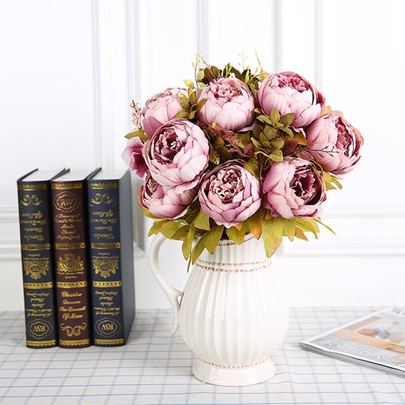 HEATSHAKING Vintage Multi Color Artificial Peony Flower Wedding Bouquet for Decoration