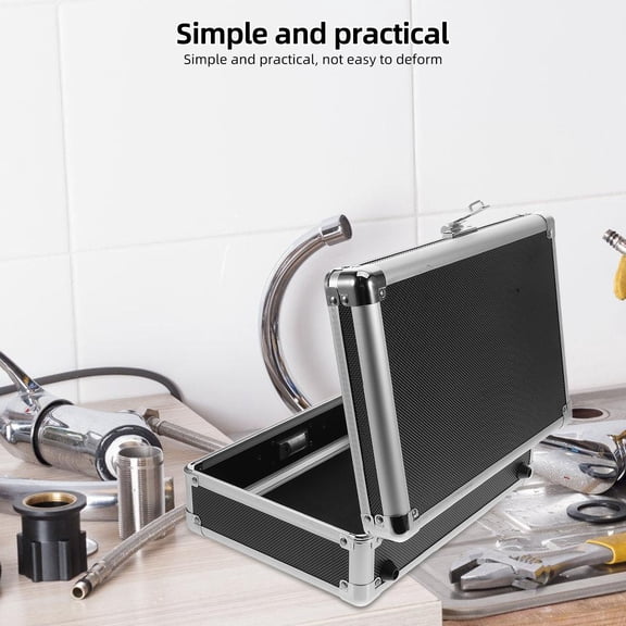 HEATSHAKING Aluminum Alloy Toolbox Organizer with Lock Portable Black Tool Case with Handle