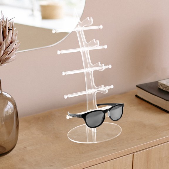 HEATSHAKING Multi Tier Clear Acrylic Glasses Holder Rack for Desk and Countertop Sunglasses Organization