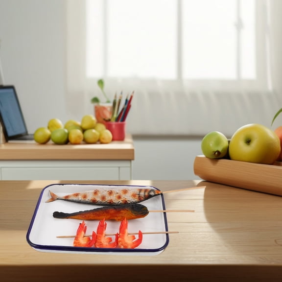 HEATSHAKING Multifunctional White Enamel Baking Tray for Roasting Cooking and Serving At Home