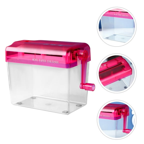 HEATSHAKING Office Paper Shredder Manual Handheld Red Desktop Shredder for Document Security