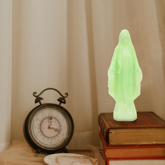HEATSHAKING Ornament Light Green Virgin Mary Sculpture for Church and Home Decor
