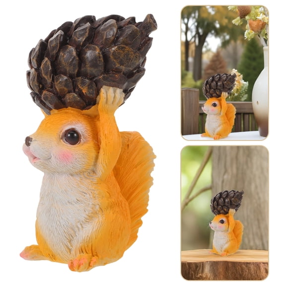 HEATSHAKING Squirrel Statue Resin Garden Ornament for Patio Holiday Decorations