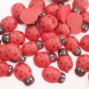 HEATSHAKING Party Decorations 200Pcs Wooden Ornaments Ladybug Shaped for DIY and Mini Garden