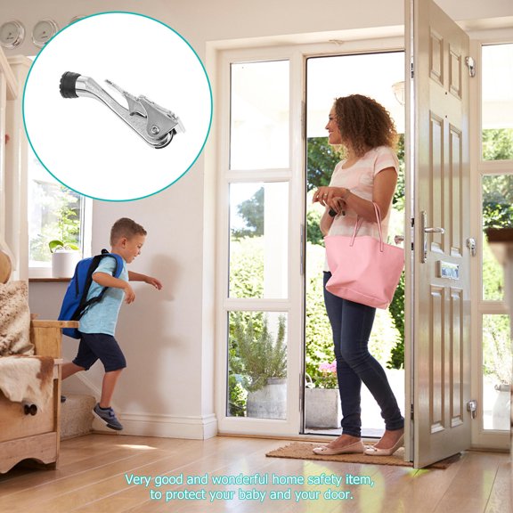 HEATSHAKING Plated Silver Kickdown Door Stop for Door with Rubber Foot and Adjustable Grip for Stability