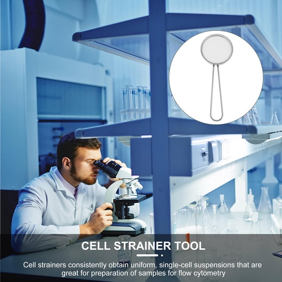HEATSHAKING Plated Silver Stainless Steel Cell Filter with Handle for Laboratory Cell Straining