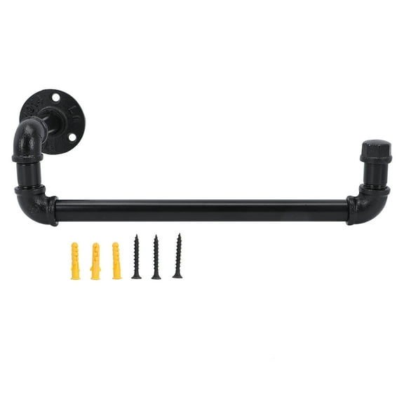 HEATSHAKING Rustic Towel Rack Bathroom Towel Bar Black Pipe 1Pack