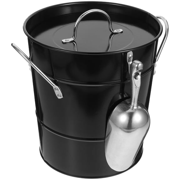 HEATSHAKING Smooth Edge Black Galvanized Bucket with Lid for Bar Supply and Ice Cube Container
