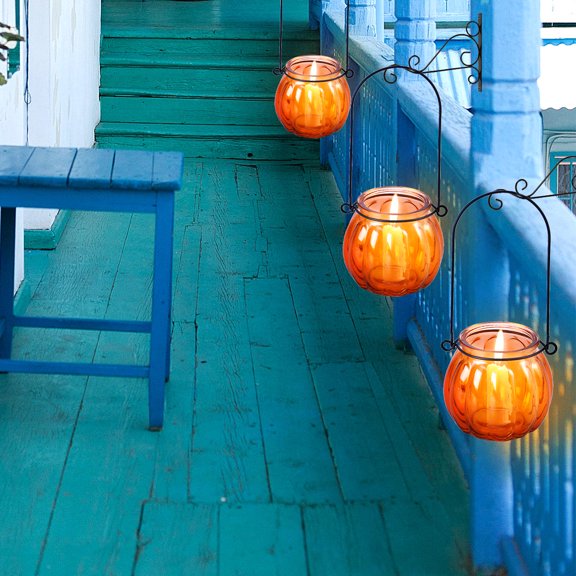 HEATSHAKING Tealight Candle Holders Hanging Pumpkin Glass Lantern