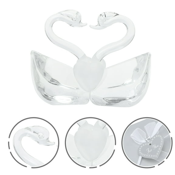 HEATSHAKING Transparent Crystal Swan Figurine Decorative Statue with Shiny Creative Design for Wedding Party Decor