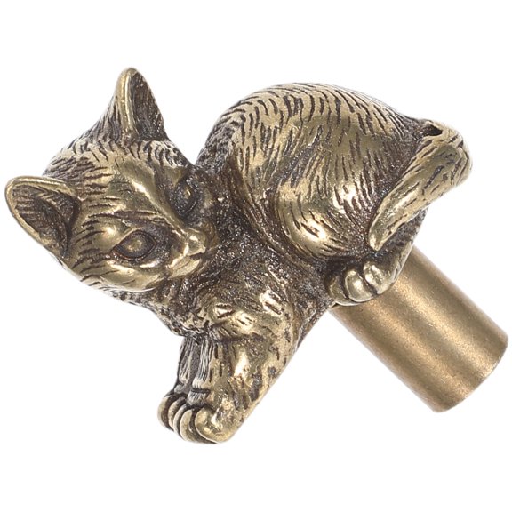 HEATSHAKING Vintage Cat-Shaped Brass Cabinet Knobs Decorative Drawer Pull Handles Light Brown for Kitchen Wardrobe Dresser Furniture