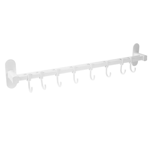 HEATSHAKING Wall Mounted Kitchen Utensil Rack White Aluminum Rail with Hooks for Home Use