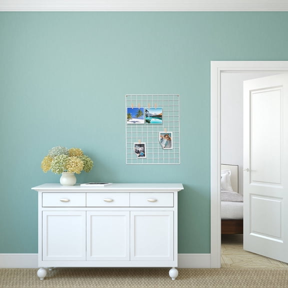 HEATSHAKING White Wire Grid Panel for Creative Wall Storage and Picture Display in Home Or Dorm Room