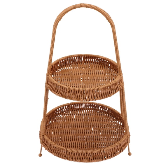 HEATSHAKING Woven Hand Basket Refreshment Serving Tray Brown 1Pack for Home Use