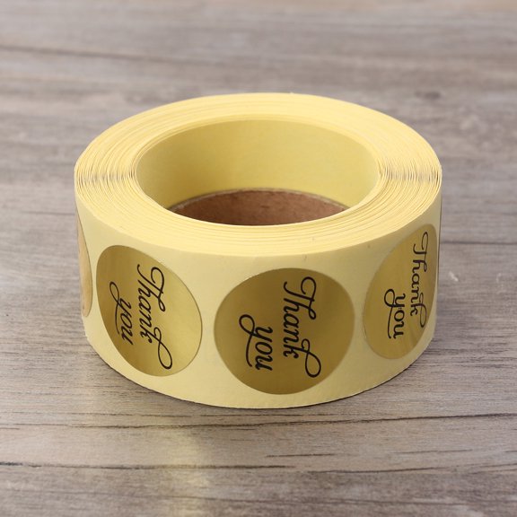 HEATSHAKING Yellow Round T You Stickers Roll for Notebook Furniture and Tsgiving Candy Bags