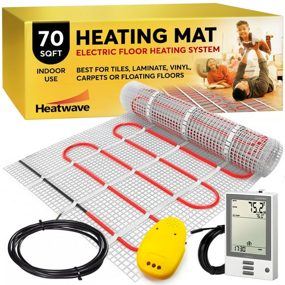 HEATWAVE 70 Sqft 120V Electric Floor Heating System Includes 7-Day/4 Event Programmable GFCI Thermostat