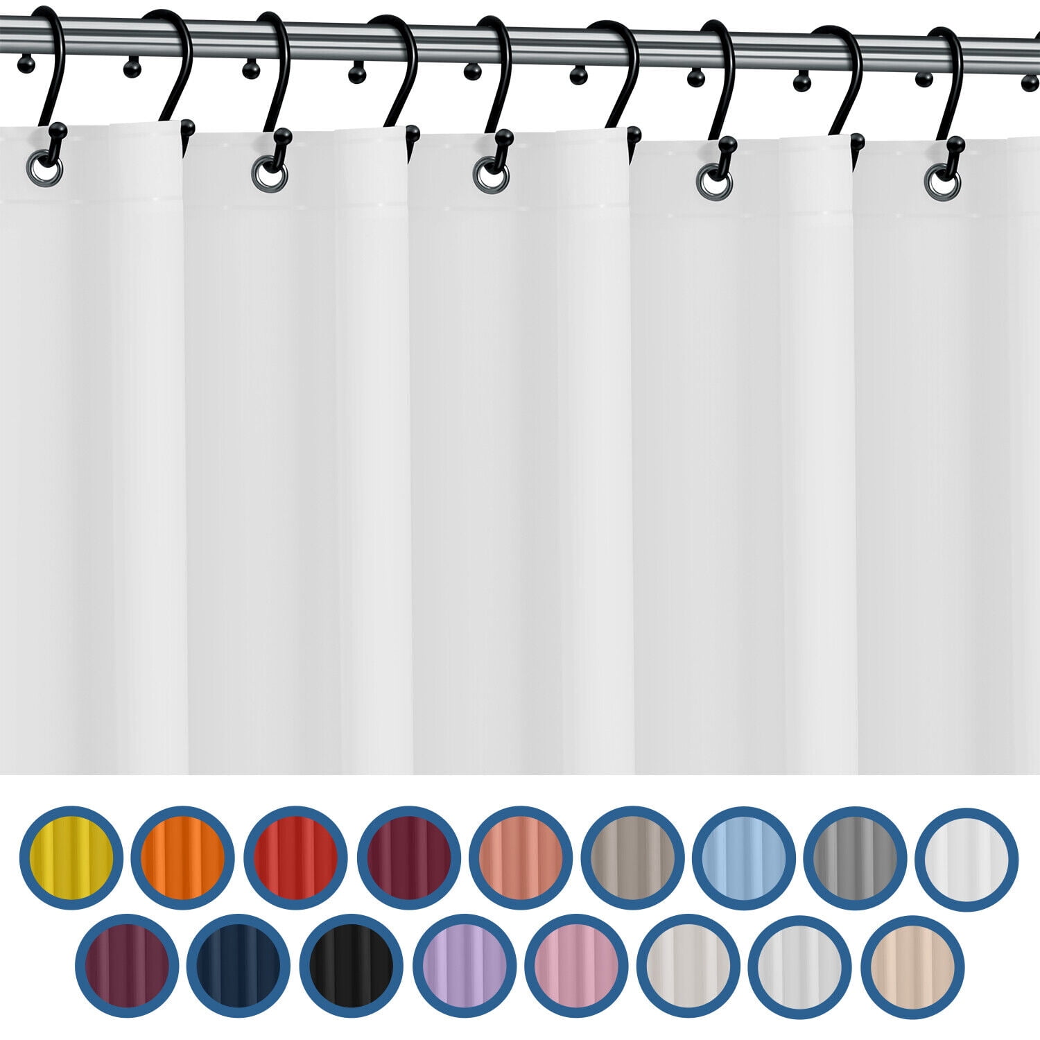 HEAVY DUTY MILDEW FREE VINYL WATERPROOF SHOWER CURTAIN LINER WITH ...