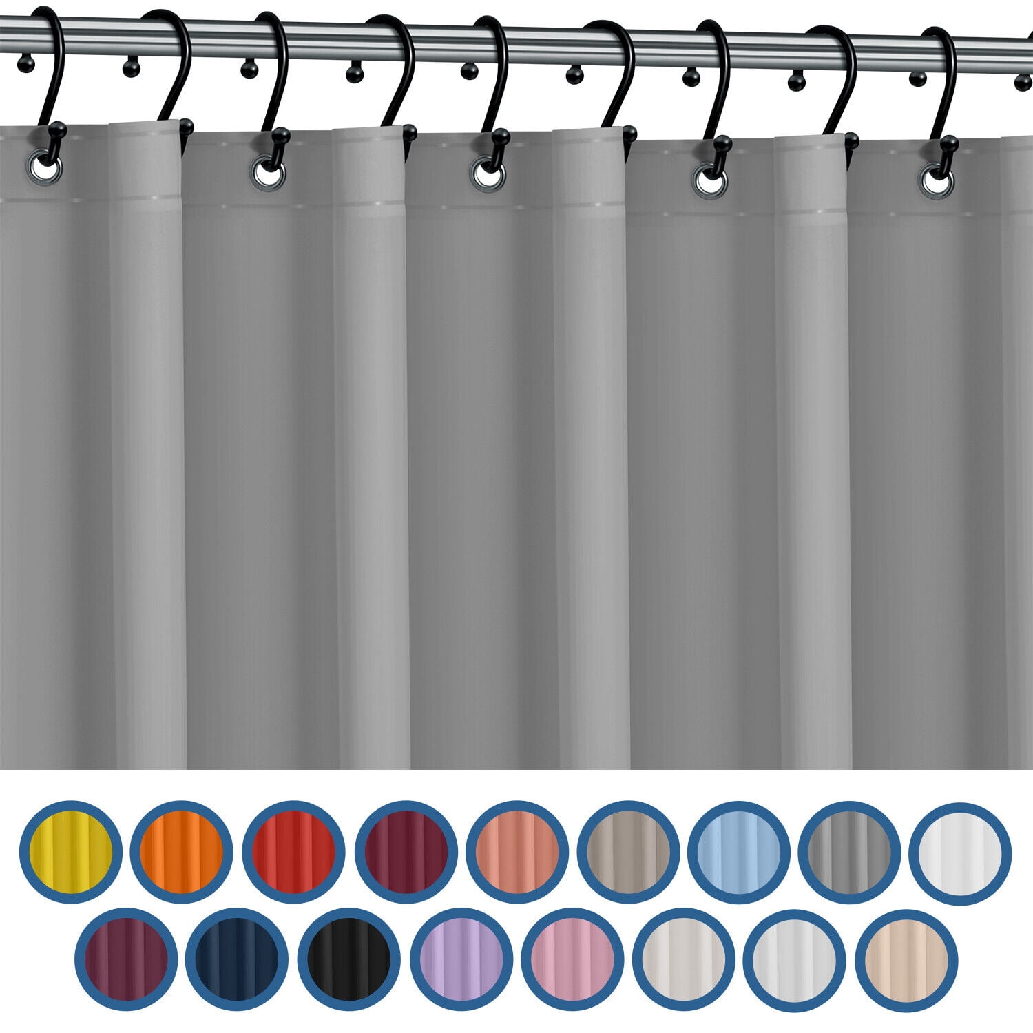 HEAVY DUTY MILDEW FREE VINYL WATERPROOF SHOWER CURTAIN LINER WITH