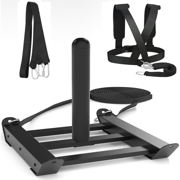 HEAVY DUTY WEIGHT SLED WITH HARNESS, FITNESS STRENGTH TRAINING SLED FOR ATHLETIC EXERCISE AND SPEED, SUITABLE FOR 1" AND 2" WEIGHT PLATES
