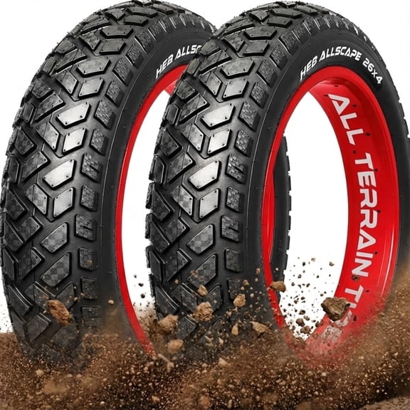 HEB ALLSCAPE E-Bike 26x4.0 Fat Tire Set, Includes 2 Tires, All Terrain