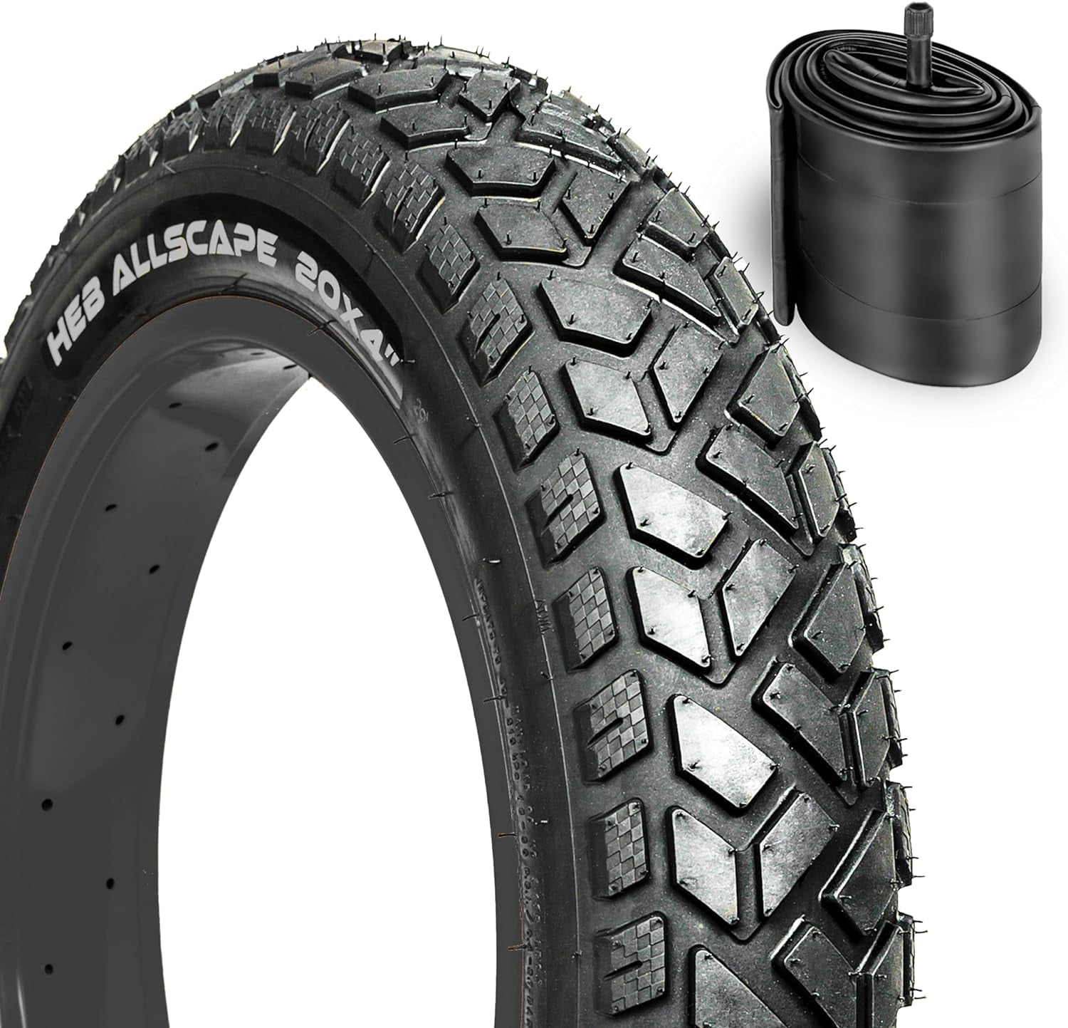 Happy Ebikes Allscape Heavy Duty 20 x 4 Fat Bike Tires, Puncture Resistant Bike Tire for E-Bike and Mountain Bikes, All Terrain, Street and Trail Riding
