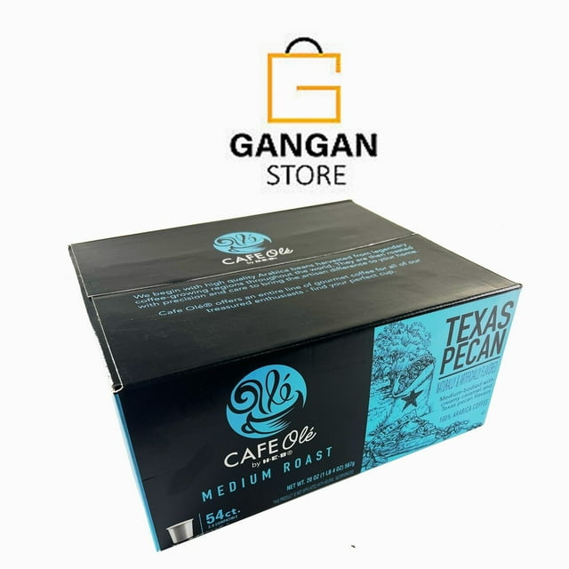 HEB Cafe Ole Texas Pecan Medium Roast Coffee Single Serve 54 count K