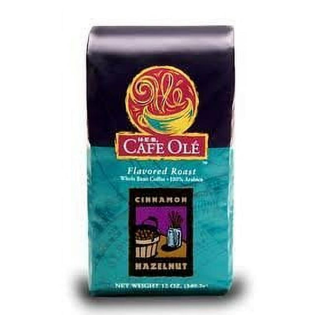 HEB Cafe Ole Whole Bean Coffee 12oz Bag (Pack of 3) (Cinnamon Hazelnut