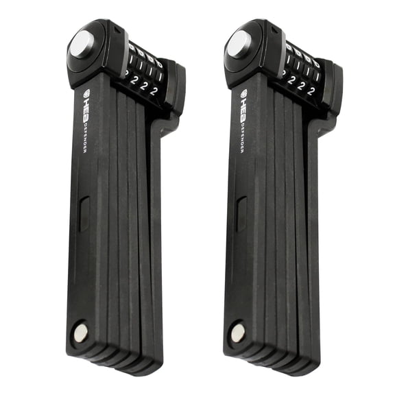 HEB Defender Folding Bike Lock - Heavy Duty Bike Lock - Anti-Theft-Foldable Bike Lock, Combination Bike Lock for Ebikes, MTB, Scooters, & Bicycles (33.5 inch Compact Combination Lock, 2, Count)