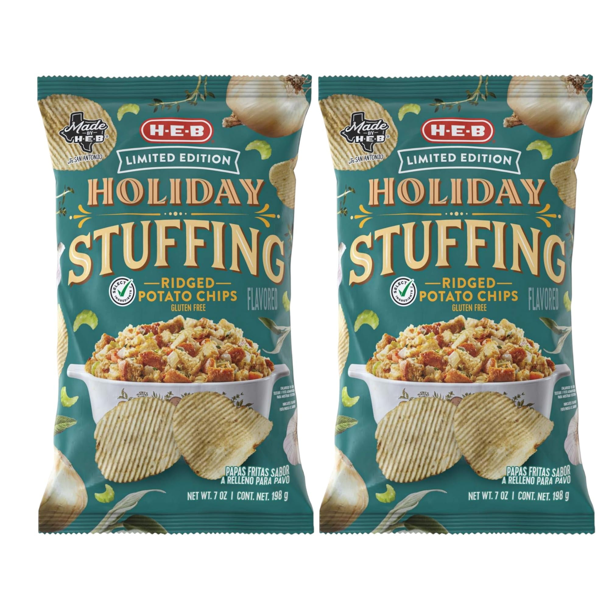 HEB Fall Limited Edition Holiday Stuffing Ridged Potato Chips 7 oz