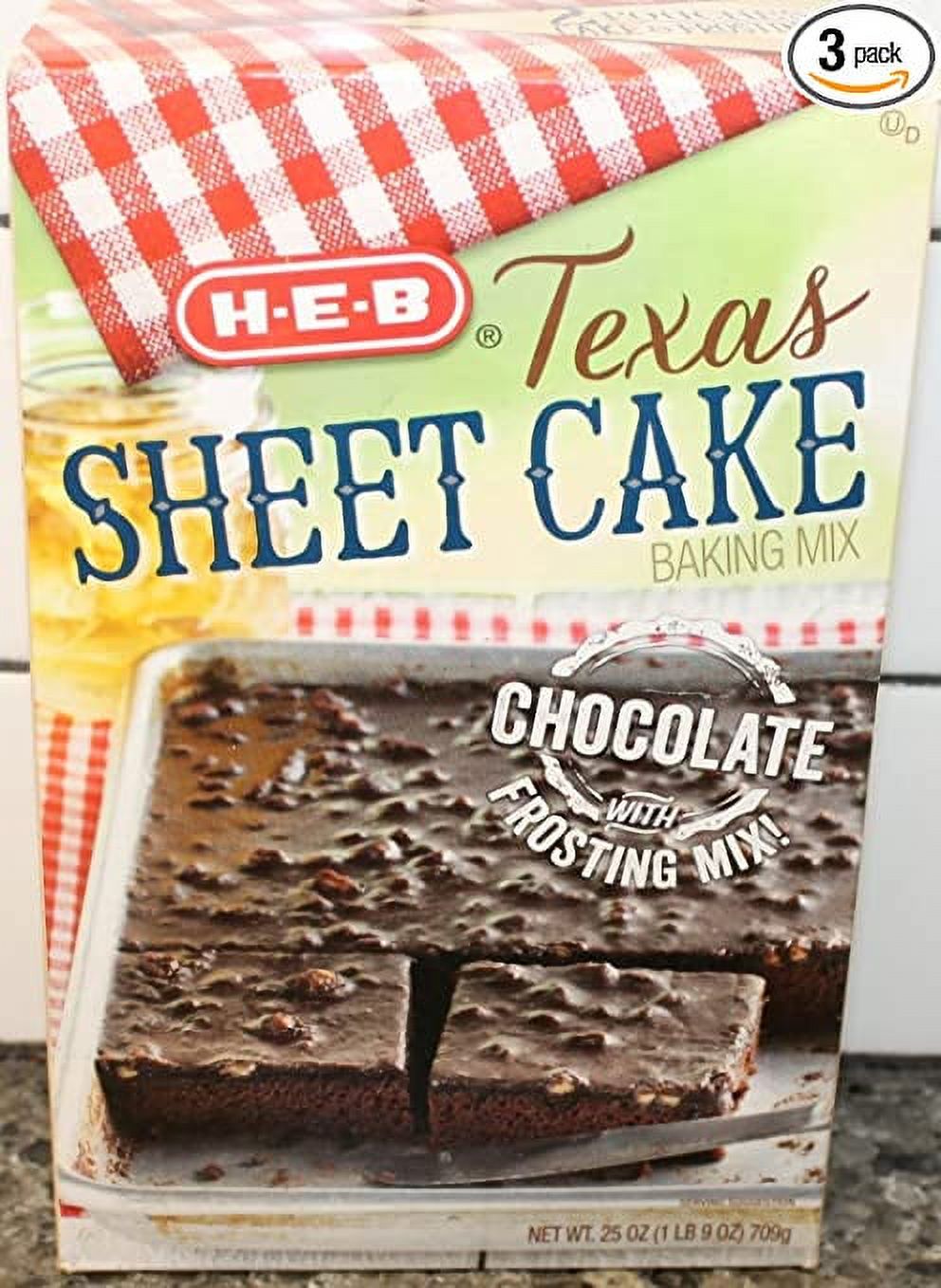 HEB Texas Chocolate Sheet Cake Baking Mix 25oz Box (Pack of 3
