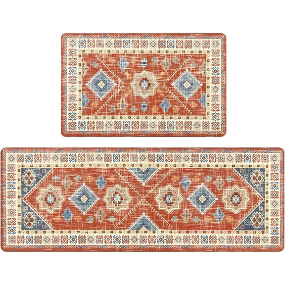 HEBE Anti Fatigue Kitchen Rugs Sets of 2 Non Slip Kitchen Mats for Floor Waterproof Kitchen Rugs and Mats Cushioned Comfort Standing Mat Runner for Kitchen,Home Office,Sink,Laundry