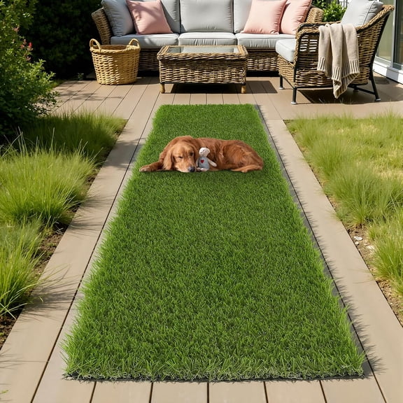 HEBE Artificial Grass Turf Rug 2'x6', Fake Grass Mat with Drainage Holes | Washable Reusable Turf Carpet Runner Dog Pee Grass Pads for Dogs Potty, Lawn, Balcony, Indoor Outdoor