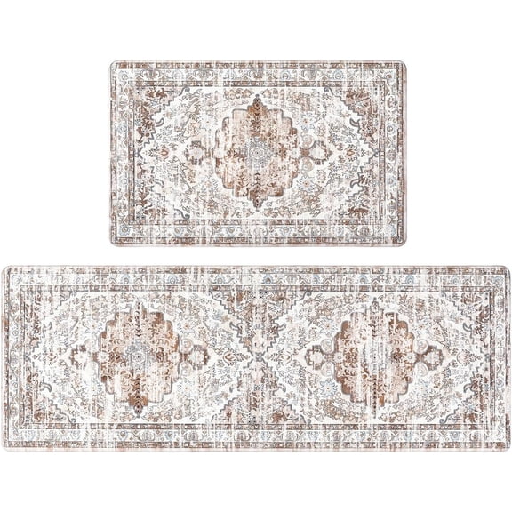 HEBE Cushioned Kitchen Rug Sets of 2 Anti Fatigue Kitchen Rugs and Mats Waterproof Kitchen Mats for Floor Non Slip Comfort Standing Mat Runner for Kitchen,Home Office,Sink,Laundry