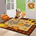 thumbnail image 1 of HEBE Fall Door Mat 20"x32" Non Slip Pumpkin Welcome Doormat Buffalo Plaid Doormats for Autumn Harvest Thanksgiving Farmhouse Large Entrance Doormat Low Profile Floor Carpet Mat Washable, 1 of 6