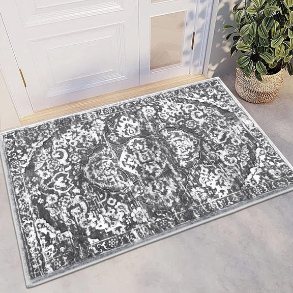 HEBE Washable Area Rug 2''x3'' Non Slip Soft Distressed Medallion Bedroom Rug Boho Living Room Rug Accent Throw Rugs Vintage Entry Rug Floor Carpet for Dining Room Bathroom Entryway