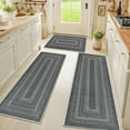 thumbnail image 1 of HEBE Washable Kitchen Rugs Sets of 3, Non Slip Absorbent Kitchen Rugs and Mats, Farmhouse Stain Resistant Faux Jute Kitchen Mat Carpet Runner for Kitchen Floor, Laundry Room, Hallway, Light Grey, 1 of 9