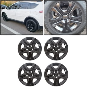 HECASA 17" Wheel Covers Hub Caps Set of 4 Full Rim Compatible with 2013 2014 2015 2016 2017 2018 Toyota Rav4 LE - Black