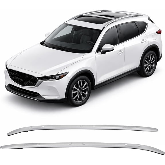 HECASA 2Pcs Roof Rack Side Rails Compatible with 2017-2024 Mazda CX-5 Top Side Rails Roof Bars Luggage Carrier Painted Silvery Black