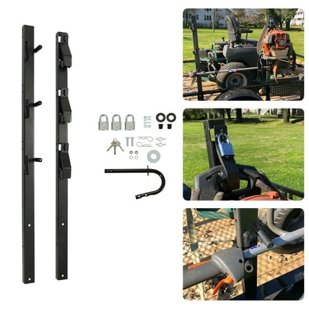 HECASA 3 Place Trimmer Rack Holder Carrier Mount On Open Landscape Trailer Pickup w/ Lock Pair Weed Eater Racks Weeder Rack