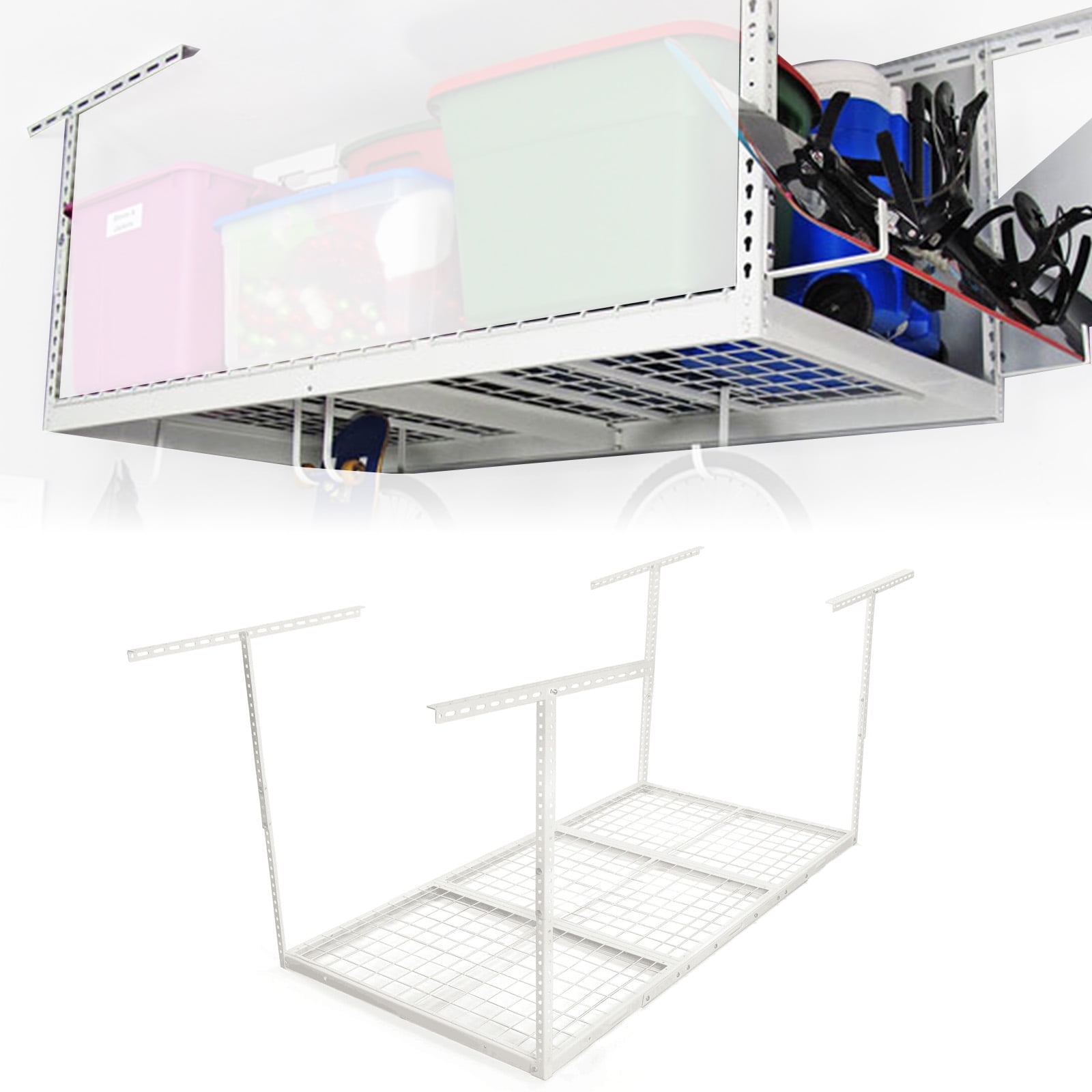 HECASA 3 x 6 Overhead Garage Storage Rack 72" x 36" Adjustable Garage Ceiling Mounted Storage Rack Black Steel