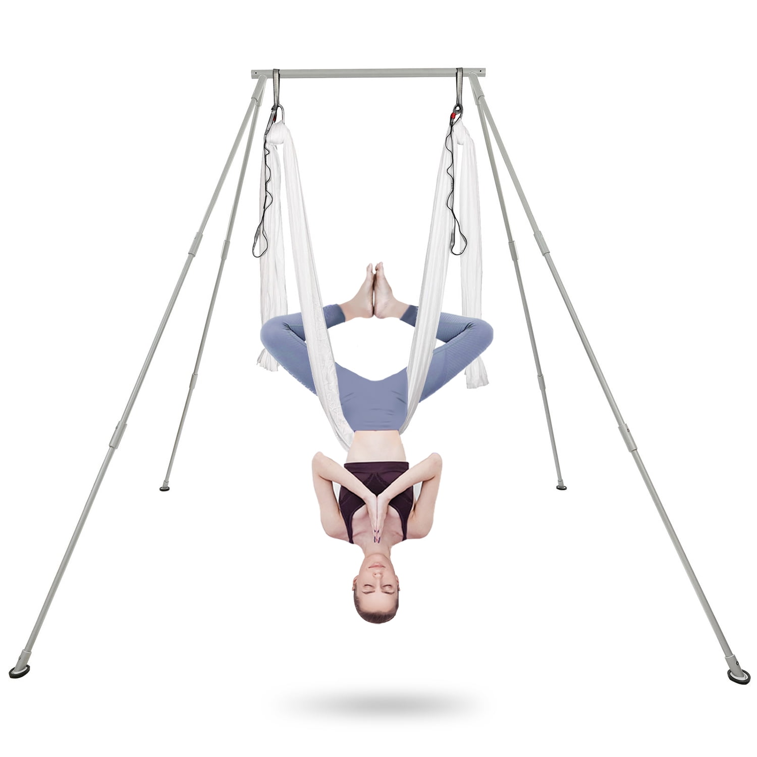 HECASA 551 lbs Aerial Yoga Frame W/ 20Ft/6m Yoga Swing Inversion Sling Body  Yoga Bundle Safety Belts for Indoor Outdoor Use 97 Inch 