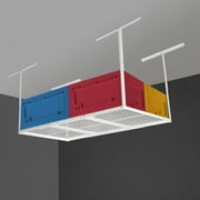 HECASA 72" x 36" Overhead Garage Storage Rack Adjustable 3x6 Ceiling Garage Organization Wall Shelf Ceiling Mounted Storage Racks White