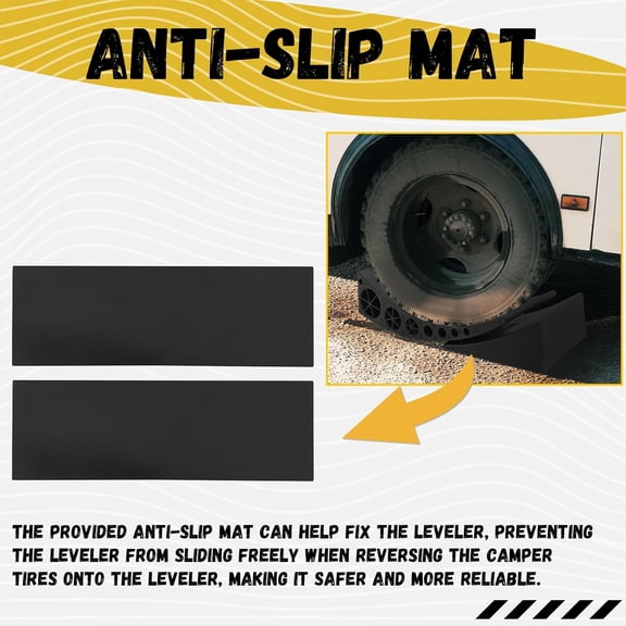 HECASA Black Floor Mat Compatible with Rv Camper Van Truck Trailer Leveling Blocks Fast And Precise Leveling 2 Curved Levelers 2 Chocks 2 Rubber Grip Mats Black