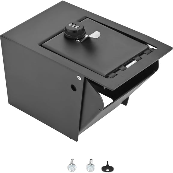 HECASA Black Steel Console Compatible with 2011-2019 Ford Explorer Console Organizer Locking Vault Storage 3-digit Combo Password Heavy Duty Steel Powder Coated 2011-2019