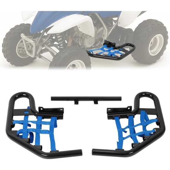 HECASA Blackblue Aluminum Plastic Bar Compatible with 2001-2005 Yamaha Raptor 660 660r Aluminiumplastic Side Step Nerf Bar Wblue Webbing Nets Powder Coated Black 2001-2005