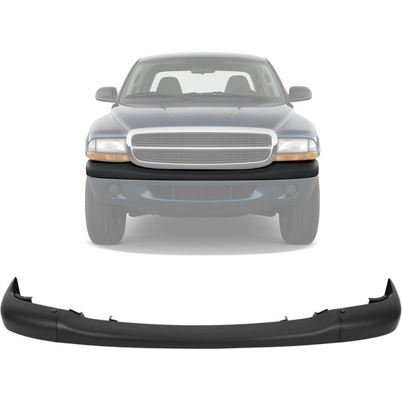 HECASA Front Bumper Face Bar Compatible with 1997-2004 Dodge Dakota & 1998-2000 Dodge Durango Replacement for 55255845 CH1002253 w/Mounting Brackets Bumper Cover Impact Bar Powder Coated Black