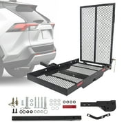 HECASA Hitch Mounted Cargo Carrier Mobility Scooter and Wheelchair Carrier Rack with Loading Ramp Luggage Basket Disability Medical Lift Rack