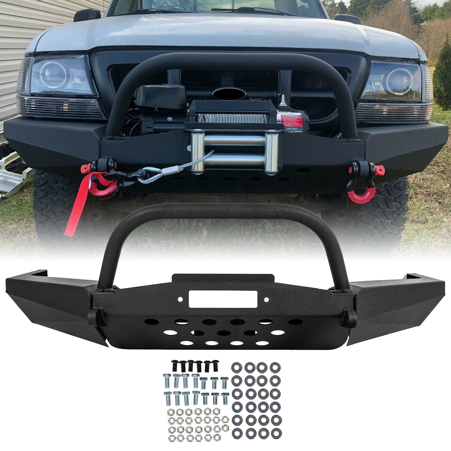 HECASA Modular Front Bumper for 1998 2011 Ford Ranger Pickup W Winch Plate Bull Bar D Ring Mounts