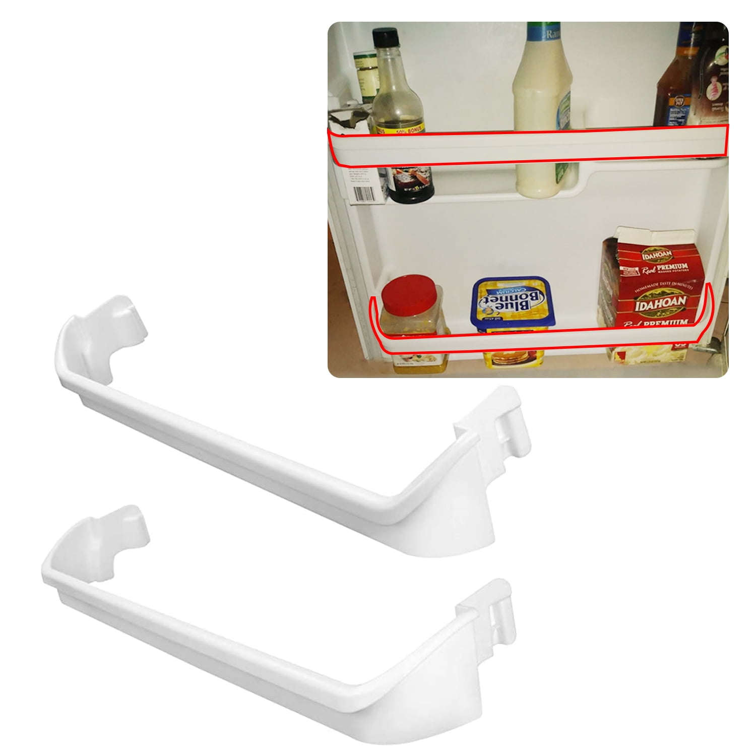 HECASA White Plastic Fridge Shelves for Frigidaire Kenmore Refrigerator