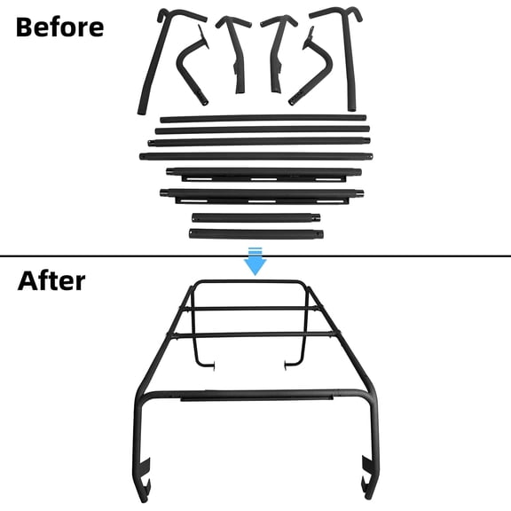 HECASA Textured Black Alloy Steel Bar Compatible with 2007-2018 Jeep Wrangler Jk 2 Door Removable Top Cross Bar Utility Rack Extra Cargo Space Heavy Duty Steel Textured Black 2007-2018